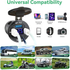 12V USB Outlet 4-Port, 78W Dual PD30W & QC3.0 Fast Charger, Waterproof Aluminum Alloy 12v Power Outlet with Blue Voltmeter for Cars RVs Boats Golf Carts Trucks Motorcycles