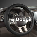 Customized Auto Car Steering Wheel Cover for Dodge 1989-2011 RAM 1500 2500 3500, Charger, Durango, Challenger (Black-Standard Size)