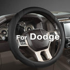 Customized Auto Car Steering Wheel Cover for Dodge 1989-2011 RAM 1500 2500 3500, Charger, Durango, Challenger (Black-Standard Size)