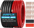 1/0 Gauge Wire 1/0 AWG Battery Cable (20FT Red+20FT Black), Copper Clad Aluminum CCA Amp Wiring Kit, Automotive Wire with Terminals Connectors, for Car Audio Speaker, Marine, RV Trailer