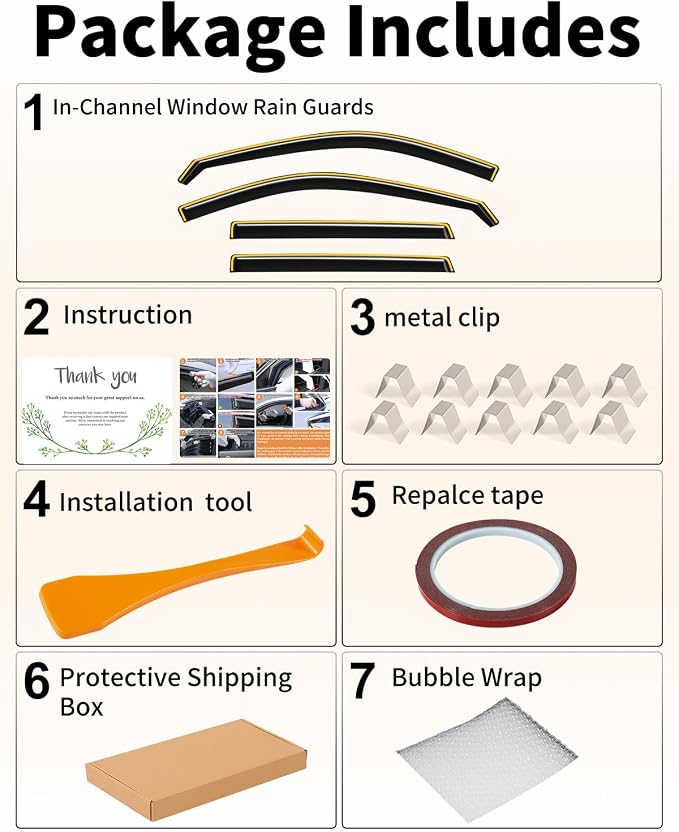 in-Channel Window Rain Guards Fit for Honda CR-V CRV 2023-2026 C-RV Extra Durable Rain Guard Window Deflectors Vent Visors Vent Shades Exterior Car Accessories- 4 pcs