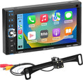 BCP62-RC Car Stereo - Apple CarPlay, Double Din, 6.2 Inch Capacitive Touchscreen, Bluetooth, No CD DVD Player, AM/FM Radio Receiver, Backup Camera