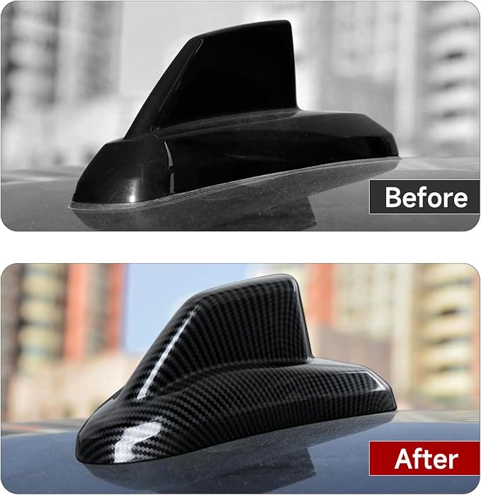 ABS Carbon Fiber Interior Shark Fin Shape Roof Antenna Cover Trim for 2019-2025 Chevy Silverado | for 2019-2021 GMC Sierra 1500 2500 3500 HD Accessories