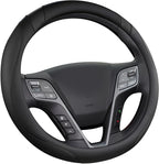 Customized Auto Car Steering Wheel Cover for Hyundai,Tucson,Sonata,Elantra,Santa Fe,Genesis,Sonata Hybrid,Azera,Venue,Kona, 14.5-15 inches(Black - Standard Size)