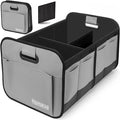 Car Trunk Organizer for SUV, 18.5Gal Large Capacity No-Sag Heavy Duty, Foldable Waterproof Anti-Slip Storage with 12 Pockets, Fit Sedan, Truck, Universal Car Accessories, Grey, 2 Compart,Large