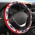 Elastic UK Flag Car Steering Wheel Cover Protector Upgrade Thicken,United Kingdom Union Jack Red,Stretchy Soft Car Accessories Interior Decor for Diverse Cars Truck SUV Men Women Universal 15 Inch