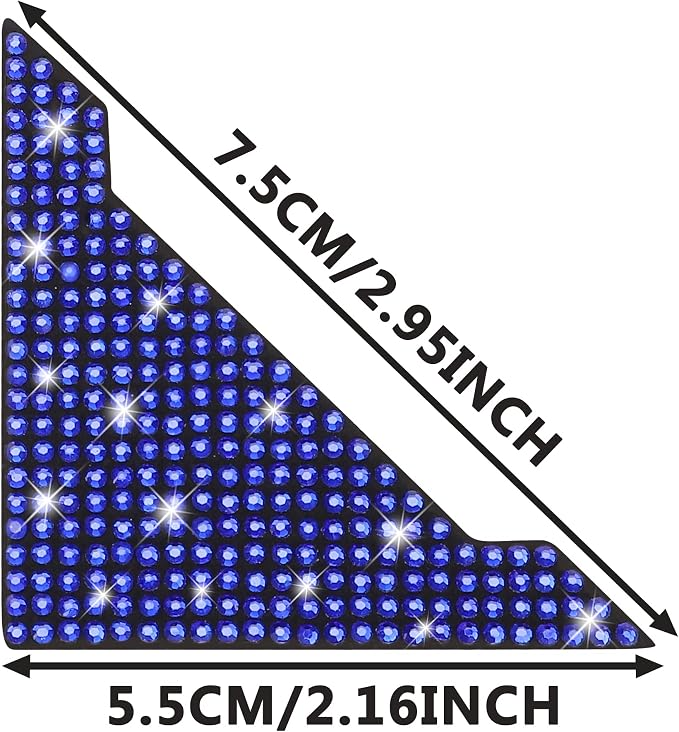 Rhinestone Anti-ScratchCar Edge Protector - 4pcs Bling Corner Bumper Sticker (Blue)