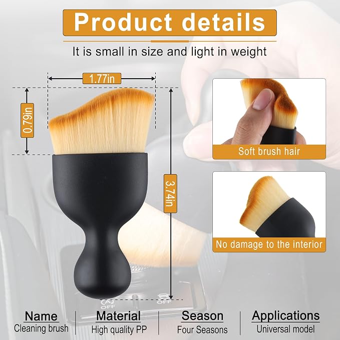 Car Detailing Brushes, Car Interior Dust Sweeping Soft Brush, Soft Bristles Brush Cleaning Tool for Automotive Dashboard, Air Conditioner Vents, Computer, Scratch Free(Yellow)
