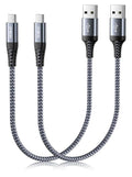 Short USB to USB C Cable Fast Charging 1FT, 2 Pack USB A to USB C Cable for CarPlay, Durable Braided USB Type C iPhone Charger USBC Cord for iPhone 17/16/15/Pro Max/Plus, Samsung Galaxy S23 and More