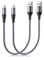 Short USB to USB C Cable Fast Charging 1FT, 2 Pack USB A to USB C Cable for CarPlay, Durable Braided USB Type C iPhone Charger USBC Cord for iPhone 17/16/15/Pro Max/Plus, Samsung Galaxy S23 and More