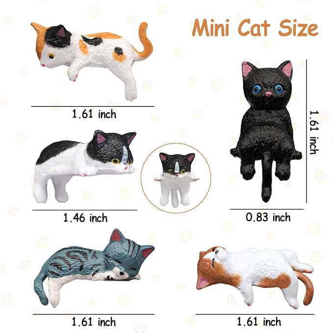 Cat Car Interior Accessories Dashboard Decorations, Set of 5 Cute Car Dash Decor Rearview Mirror Ornament for Women Girl