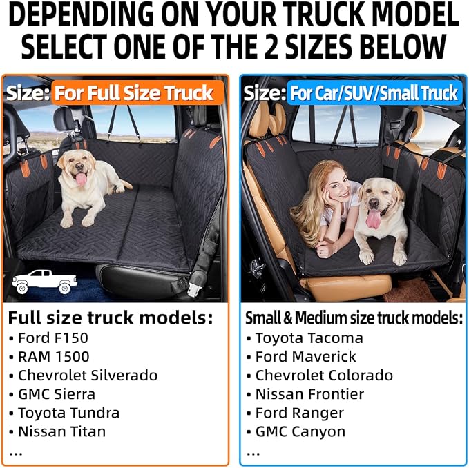 Dog Back Seat Extender for Truck,Truck Seat Cover Back Seat,Dog Hammock for Truck,Pet Seat Covers for Dogs,Hard Bottom Seat Extender for Dogs(Black,for Full Size Truck)