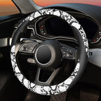 Snake Skin Steering Wheel Cover Leather 14.5-15 Inch, Reversible Car Steering Wheel Cover for Women Men, Anti-Slip Design, Universal Fit for Cars, SUVs, Black&White