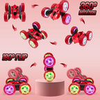 Remote Control Car for Kids Ages 6-12, 4WD RC Stunt Car with LED Lights & 360° Flips, 2.4GHz Fast Electric Toy Vehicle, Upgraded Battery, Birthday for Boys Ages 8-10