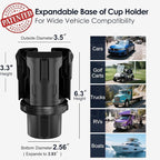 Car Cup Holder Expander: One-Button Open, Universal, Adjustable Holder(Diameter 2.6"- 4.8"), Cup Holder Expander for Yeti, Hydro Flask, Nalgene, Takeya, Camelbak, Ramblers, Owala, Tumblers, Mugs