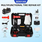 Electric Jack BENYAN 5 Ton Car Floor Jack Kit with Inflator Pump | 12V Portable Car Hydraulic Jack with LED Light for SUV MPV Sedan | Lifting Height Range 6 to 17.7 Inch Black