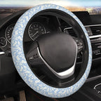 Flowers Steering Wheel Cover Car Elastic Steering Wheel Protector | Blue White Anti-Slip Breathable Car Accessories Interior for Women Men Universal 15 Inch Fit Auto SUVs Vans Truck