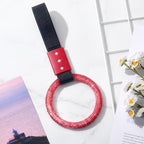 Bling Car Accessories Bling Round Handle Ring Car Accessory for Women Hand Strap Drift Charm Rear Bumper Warning Ring Decor for Auto Bus Interior Exterior Decoration(Red, Round Style)