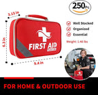 Survival First Aid Kit for Home/Business, Camping Survival Kits | Mini Travel First Aid Kit | Camping Equipment | Small Kits for Car | Outdoor Emergency Survivals Pack - 250pcs