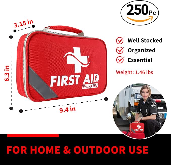 Survival First Aid Kit for Home/Business, Camping Survival Kits | Mini Travel First Aid Kit | Camping Equipment | Small Kits for Car | Outdoor Emergency Survivals Pack - 250pcs