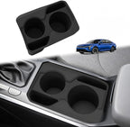 Center Console Cup Holder Insert for Kia K4 2025 2026, Soft Silicone Cup Holder Organizer Tray, Dual Drink Slots, Anti-Slip Interior Storage Bin Accessories, Black