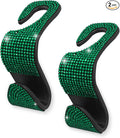 2PCS Car Seat Hooks, Bling Car Rhinestone Headrest Hooks, Universal Bling Car Interior Accessories, for Handbag, Clothes, Purse, Water Bottle (Green)
