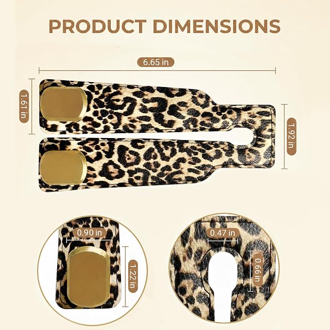 2 Pack Leopard Print Headrest Hooks, Heavy Duty Purse Hook Holder Universal Leopard Vehicle Storage Organizer for Purses Bags Accessories