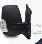 Passenger Side Mirror for 2020-2023 Ford Transit 150 250 350 Short Arm with Power Folding Blind Spot Monitoring BSM Turn Signal Textured Black 10 Pins Right FO1321654