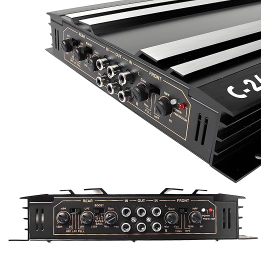 Car Power Amplifier 4-Channel Slim Stereo Car Audio Amplifier Amp 12V (4 Channel - 13.39 inch)