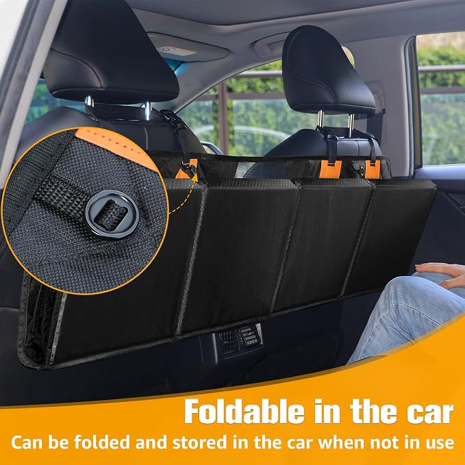 Back Seat Extender for Dogs, Hard Bottom Pet Seat Cover - Supports 400lbs, Waterproof Rear Seat Cover with Mesh Window for Ford/GMC/Chevrolet/Toyota/RAM Crew Cab Trucks&Full-Size