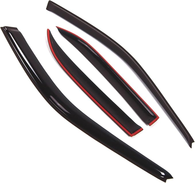 WD2-218 Dark Smoke 4 Pcs Set Window Visor (Outside Mount) Deflector Rain Guard Compatible with 1992-1995 Honda Civic Sedan