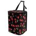 Black Cherry Pattern Car Trash Can with Lid, Leak Proof Auto Trash Bag Hanging Vehicle Garbage Can Multipurpose Storage Container for Back Seat Road Trip