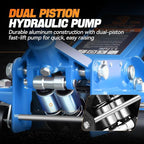 3 Ton Low Profile Floor Jack, Heavy Duty Steel Hydraulic Car Jack with Dual Pistons Quick Lift Pump, Hydraulic Racing Floor Jack, Lifting Range 3" to 20", Blue