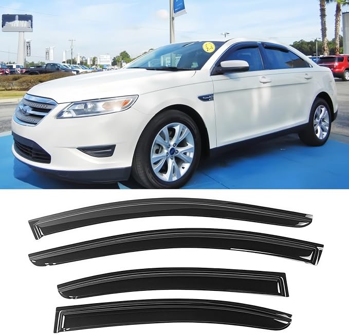 94194 Sunproof Waterproof Side Window Wind Deflector, 4pcs Protective Replacements Rain Guards Set, Window Visor fit for 2010-2018 Ford Taurus