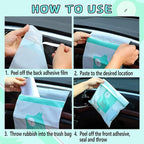 92pcs Car Trash Bags Easy Stick-On Disposable Portable Car Garbage Bags, Waterproof Leak Proof Barf Vomit Bags, Self Adhesive Cleaning Bags for Cars, Bedrooms, Bathrooms, Offices, Kitchens - Pattern A