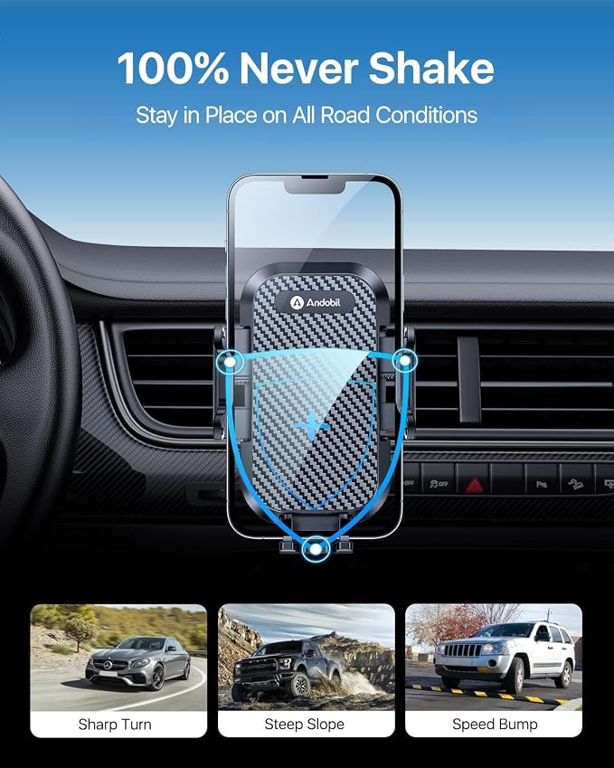 2026 Upgraded Car Phone Holder Mount, Military-Grade Phone Holders for Your Car Vent Ultra-Stable Metal Clip Universal 360° Cell Phone Car Mount for iPhone 17 Pro Max 16/15/14/13/12/ Samsung