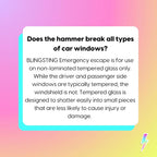 Glammer Safety Hammer - Emergency Automotive Escape Hammer Tool, Seat Belt Cutter & Car Window Break Tool - White & Black, 2 Count