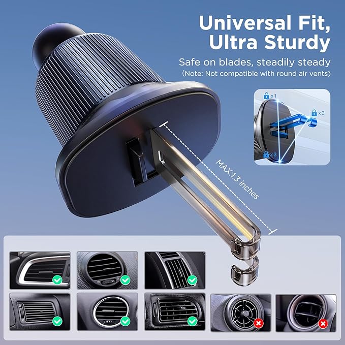 Car Phone Holder for Magsafe [Strong Magnets] Magnetic Phone Holders for Your Car, 360°Adjustable Air Vent Hands Free Cell Phone Mount Cradle Fit iPhone 17-12 & All Smartphones, Black