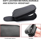 2 Pack Leather Car Visor Sunglass Holder, Magnetic Leather Glasses Eyeglass Hanger Clip for Car, Sunglass Clip Glasses Holder for Car Visor（Black）