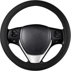 Black Mesh Steering Wheel Cover, Universal 15 inch, Elastic Stretch Microfiber Breathable Ice Silk Cover, Anti-Slip, Odorless, Sweat Absorption, Warm in Winter and Cool in Summer
