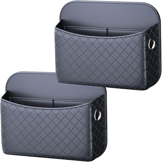 2 PCS Car Seat Side Storage Pocket Organizer Holder for Auto Door, Console, Vehicle Seat Gap Filler Tray Bag for Phone, Pen, Key, Sunglass, Invoice, Car Registration, Notepad, Card, USB Data Line
