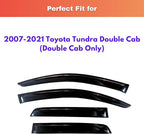 KPY Rain Guards Fit for 2007-2021 Toyota Tundra Double Cab, Out-Channel Window Visors Vent Wind Deflectors 4PC, Truck Accessories for 07-21 Tundra (Extended Cab Only)