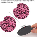 Leopard Print Pink Steering Wheel Cover 15 Inch +2 Pieces Car Coasters | Universal Anti-Slip Breathable Cheetah Print hot Pink Car Wheel Cover for Women Men