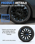 Hubcaps,16 inch hubcaps Set of 4, Wheel Rim Cover ABS Material, Snap On Car Truck SUV Replacement, for Toyota Camry Nissan Mazda etc
