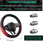 Car Steering Wheel Cover, 15 inch Carbon Fiber Microfiber Leather Elastic Steering Wheel Protector, Breathable Anti-Slip Comfortable Steering Wheel Covers for Most Cars (Black&Red, AD)