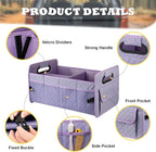 Car Trunk Organizers and Storage for SUV, Collapsible Multi Compartment Container Box Adjustable Car Accessories for Women Men, Light Purple