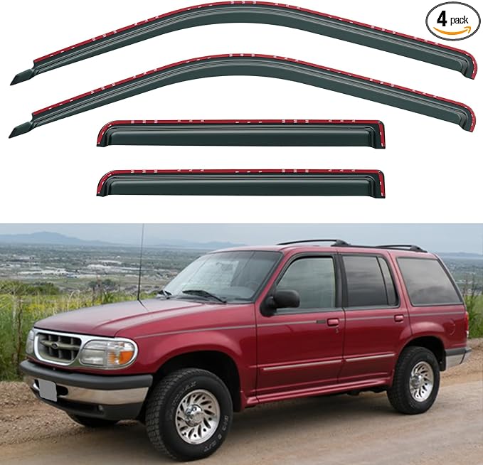 in-Channel Window Visors Rain Guards Shield for 1991-2001 Ford Explorer, Window Vent Wind Deflectors Visors Shades for 2001-2005 Ford Explorer Sport Trac