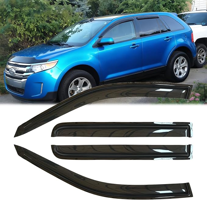 4pcs Original Shatterproof Side Window Wind Deflectors for Edge/MKX 07-15,Outside Mount Rain Guard Sets,Window Visors for Cars,Vent Deflector for 2007-2014 Ford Edge 2007-2015 Lincoln MKX 94141