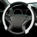 Line Rider Microfiber Leather Sporty Steering Wheel Cover Universal Fits for 95% Truck,SUV,Cars,14.5-15inch Anti-Slip Safety Comfortable Desgin (Black-White)