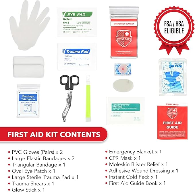2-in-1 First Aid Kit for Car, Travel, Home, & Business – Includes Bonus Mini Kit for Medical Emergencies, Camping & Outdoor Survival – 348 Pieces, Large Hardcase, Pack of 2
